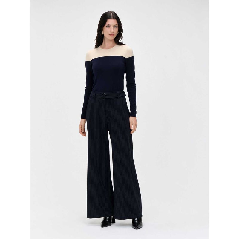 Veronika Maine Ink Spliced Long Sleeve Knit image number 3